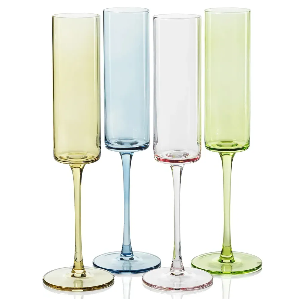 Franchesca Champagne Flute Set of 6 - Blue, Glass
