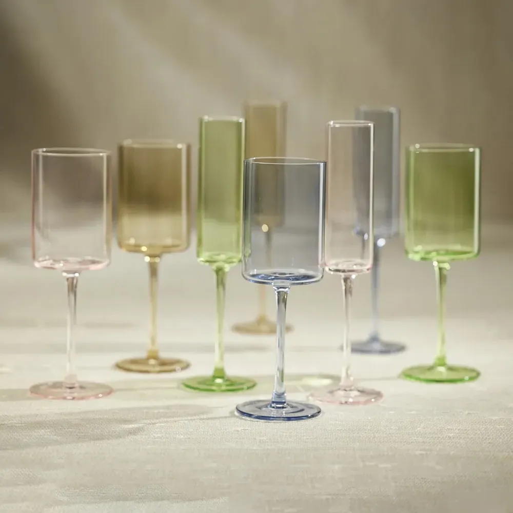 Franchesca Champagne Flute Set of 6 - Blue, Glass