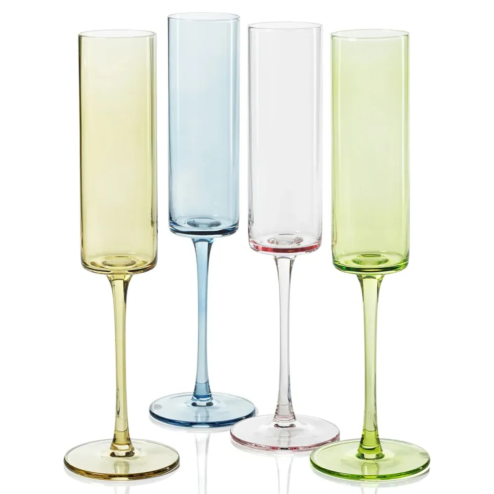 Franchesca Champagne Flute Set of 6 - Green, Glass