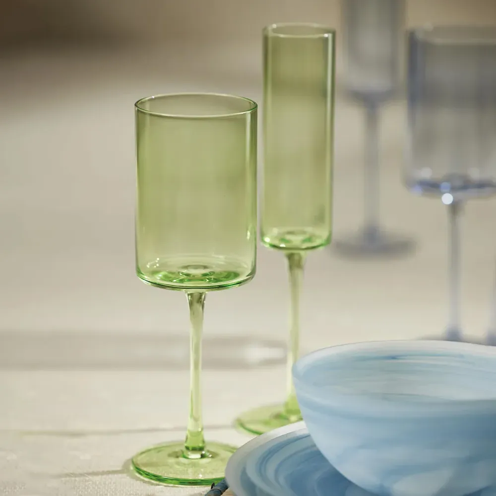 Franchesca Champagne Flute Set of 6 - Green, Glass