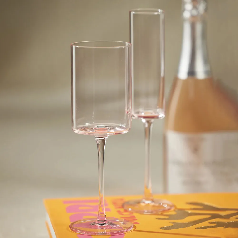 Franchesca Champagne Flute Set of 6 - Pink, Glass