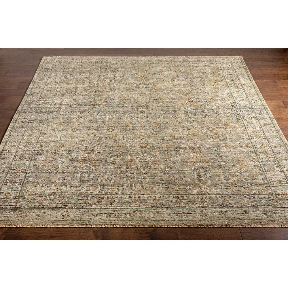Franchesca French Country Hand Knotted Rug - Green, Wool