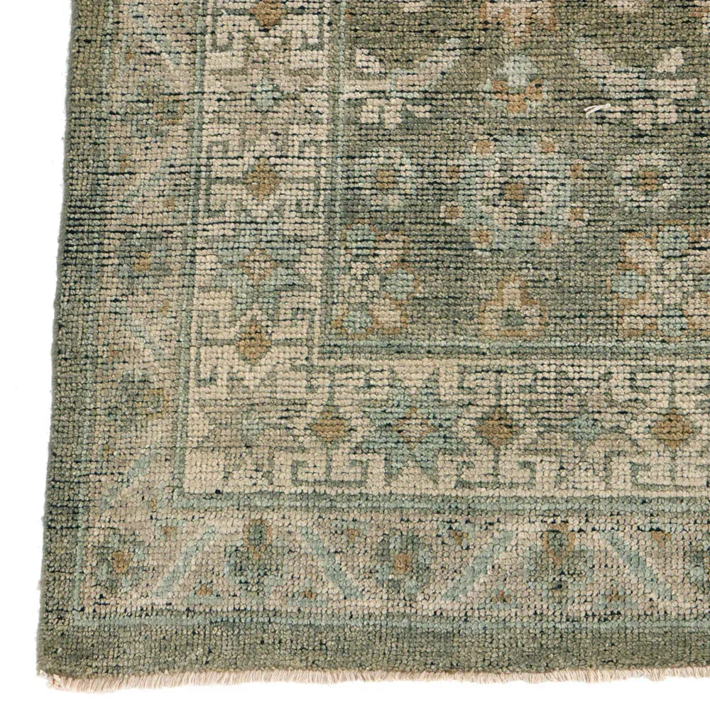 Franchesca French Country Hand Knotted Rug - Green, Wool