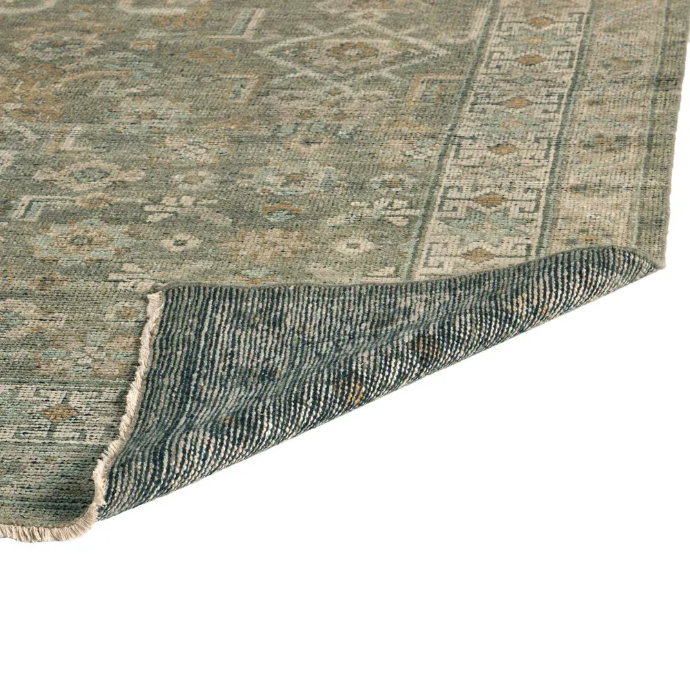 Franchesca French Country Hand Knotted Rug - Green, Wool