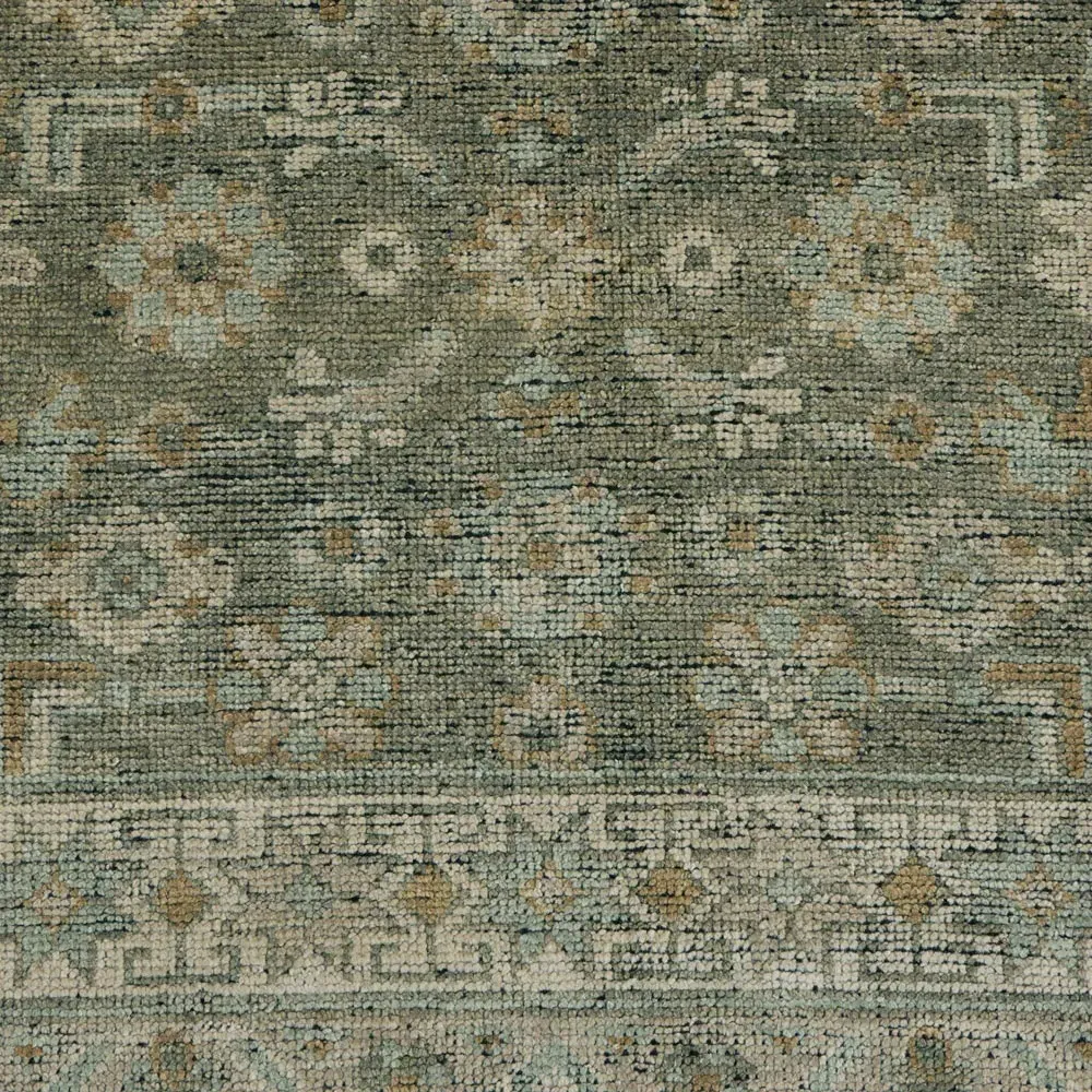 Franchesca French Country Hand Knotted Rug - Green, Wool