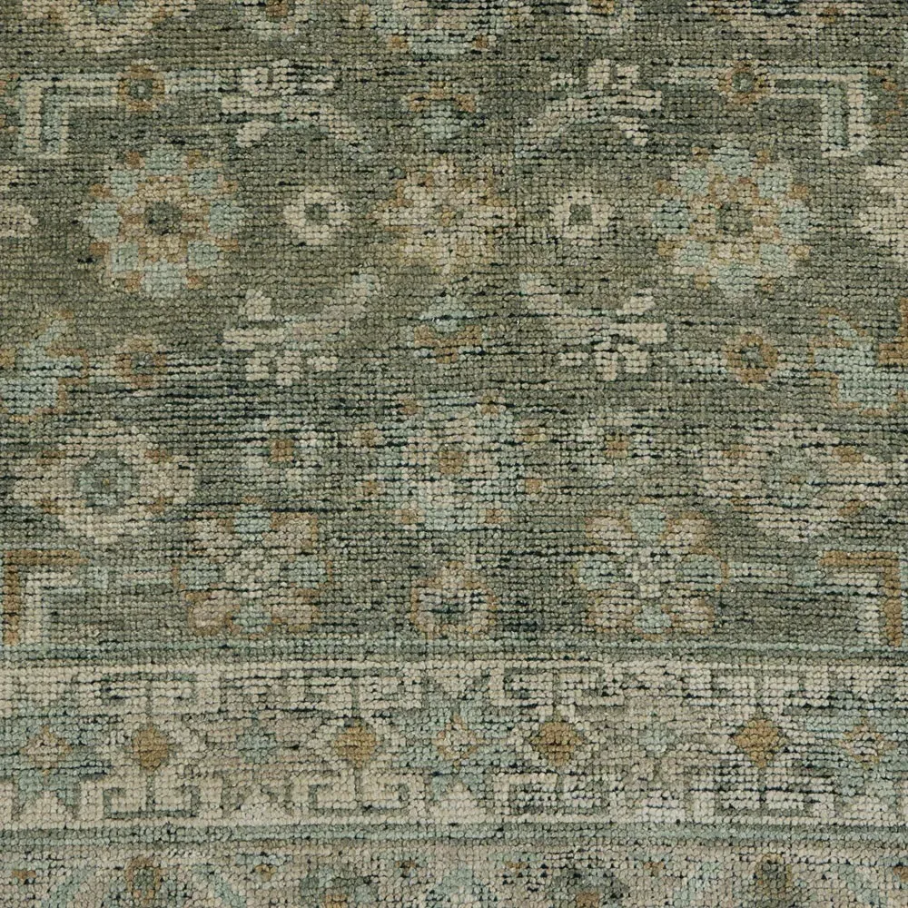 Franchesca French Country Hand Knotted Rug - Green, Wool
