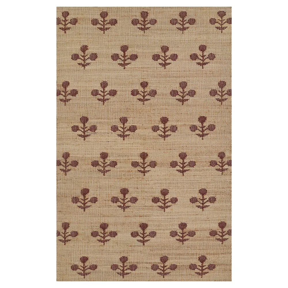 Francine Floral Patterned Jute Rug - Rust image