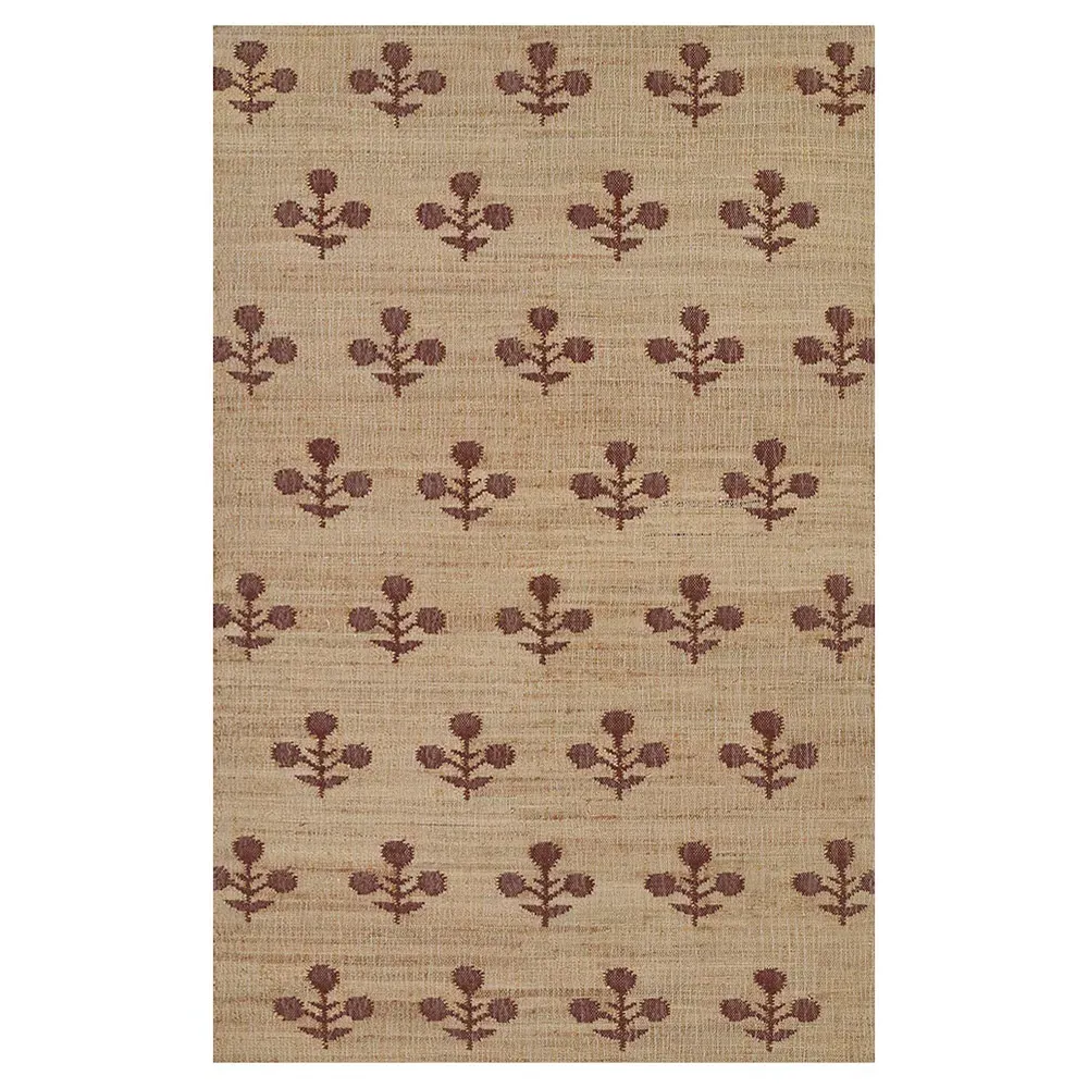 Francine Floral Patterned Jute Rug - Rust