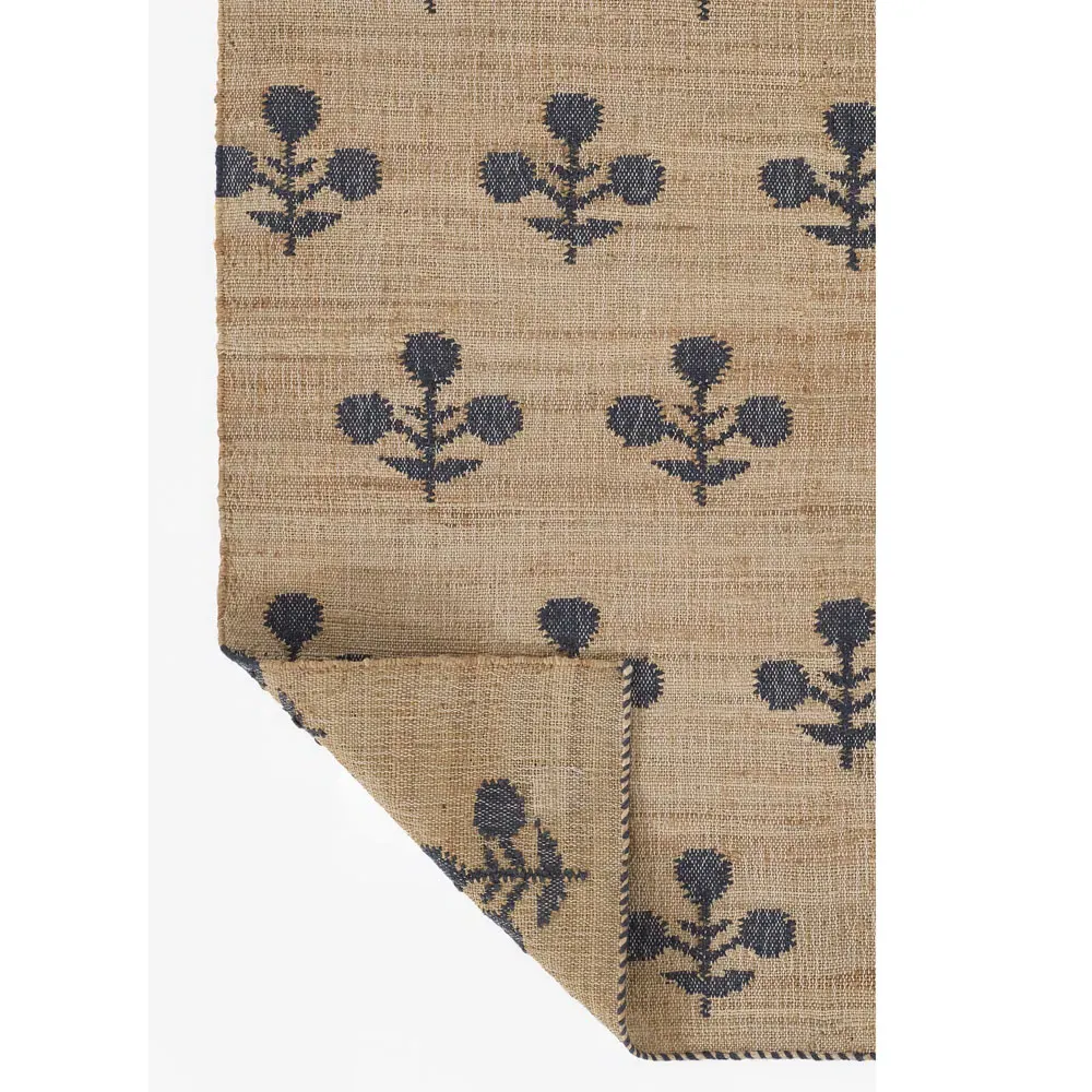 Francine Floral Patterned Rug - Blue, Jute