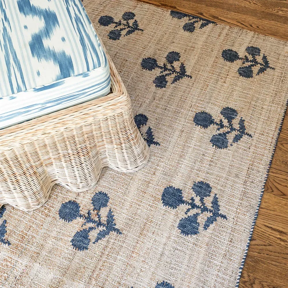 Francine Floral Patterned Rug - Blue, Jute image
