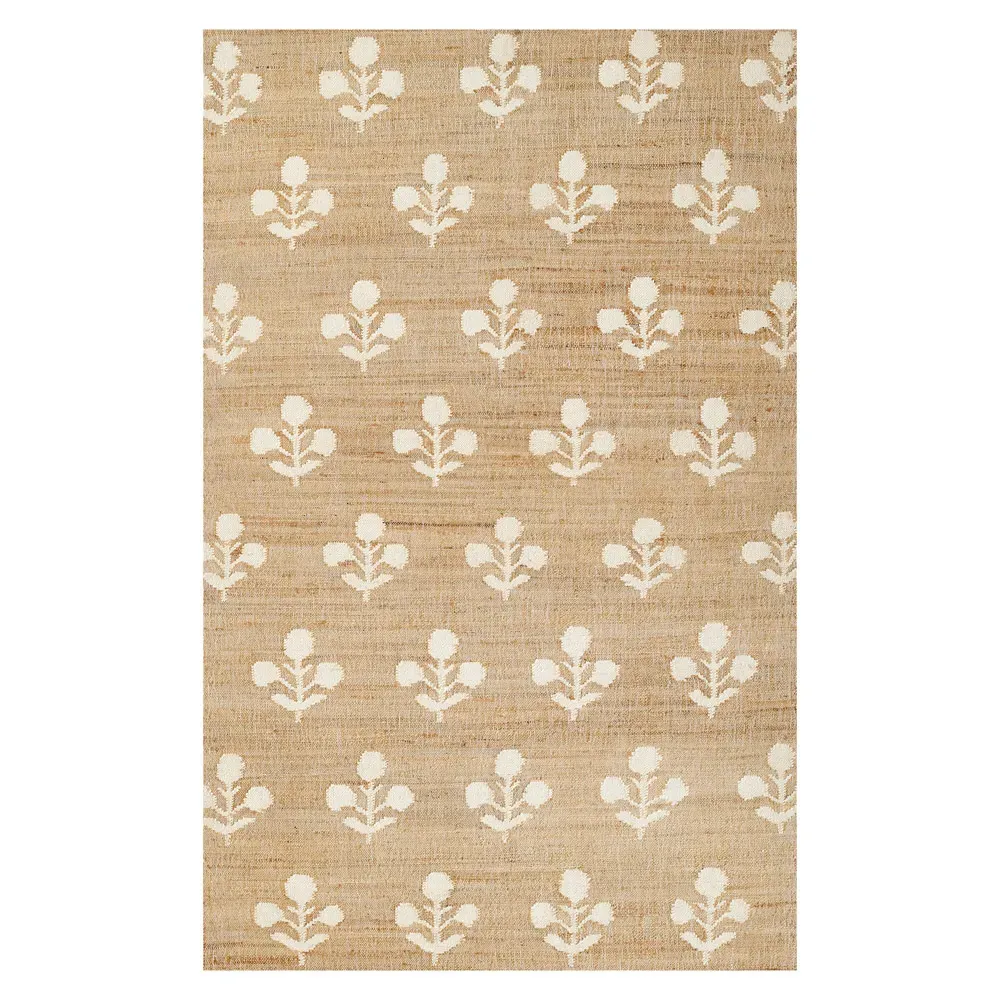 Francine Floral Patterned Rug - Natural, Jute