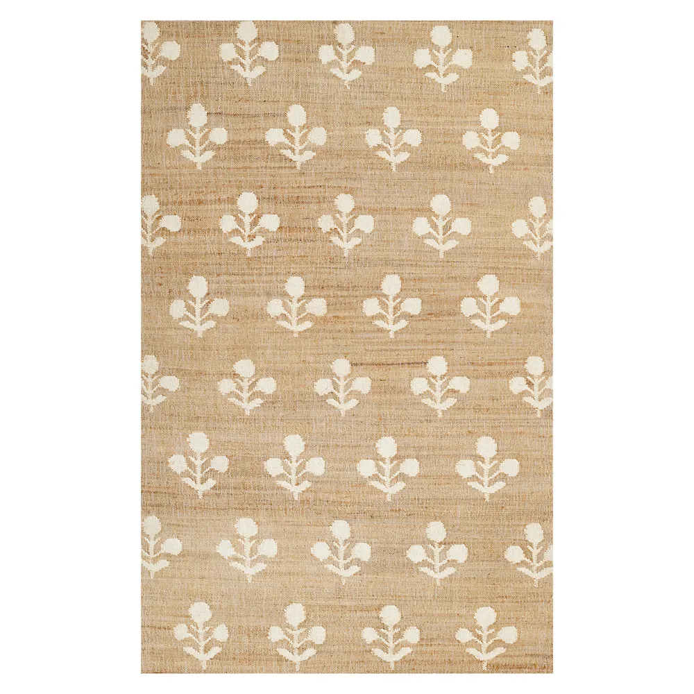 Francine Floral Patterned Rug - Natural, Jute