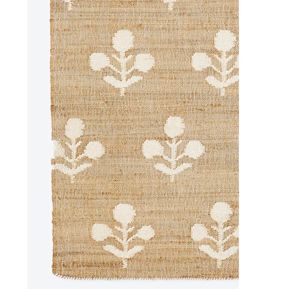 Francine Floral Patterned Runner Rug - Natural, Jute