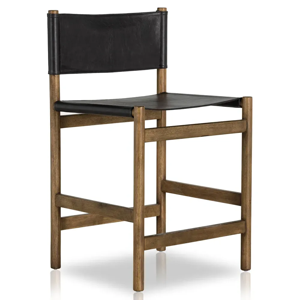 Francis Bar Stool - Black, Leather