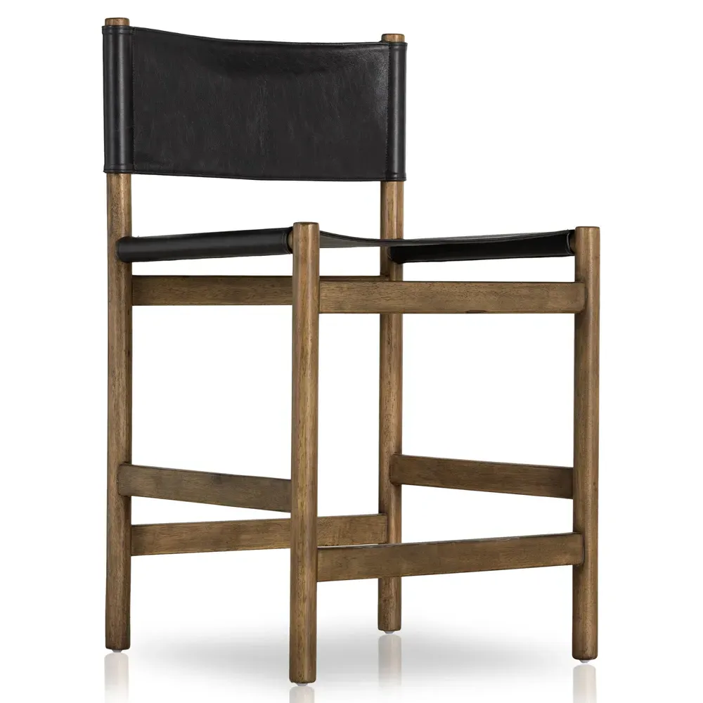 Francis Bar Stool - Black, Leather