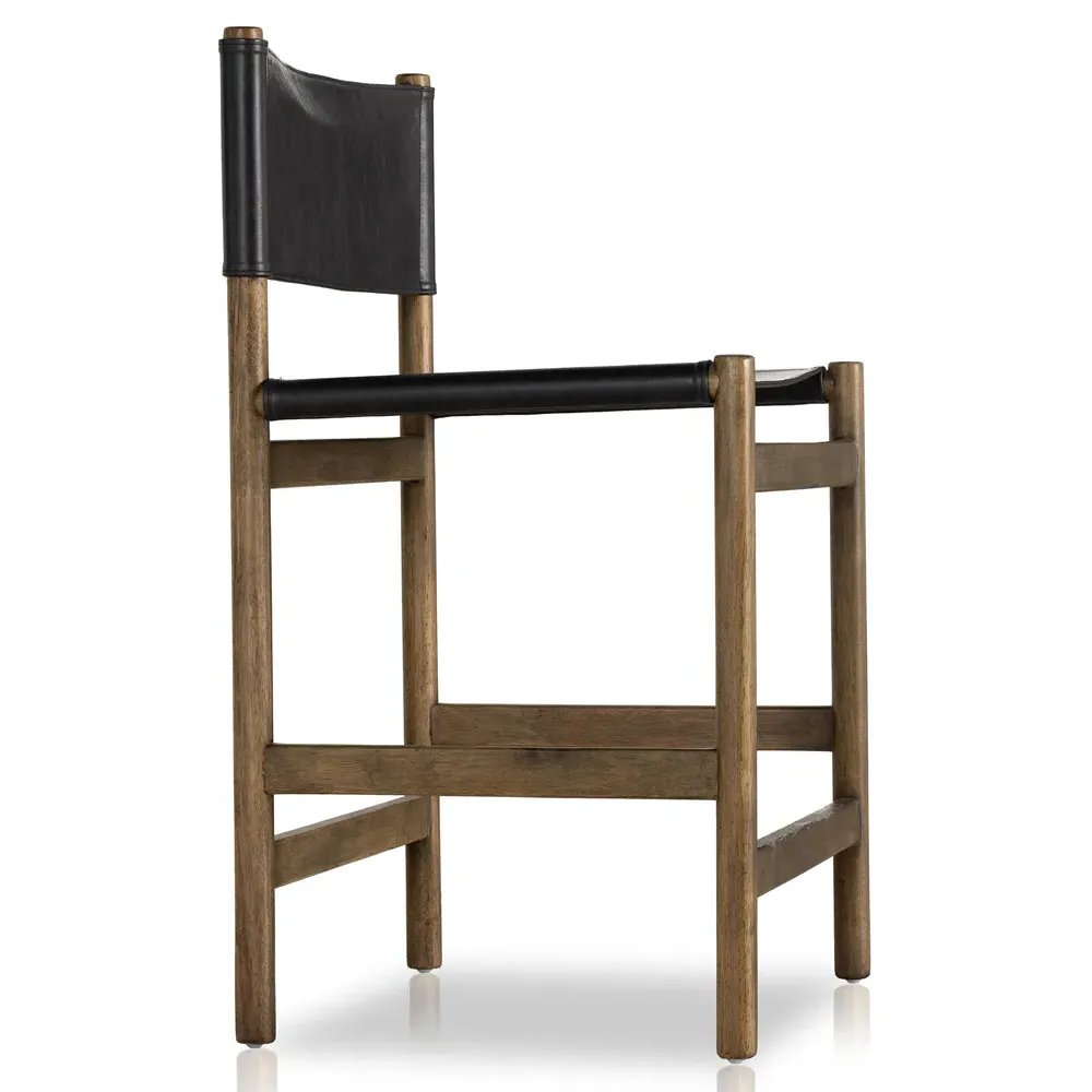 Francis Bar Stool - Black, Leather
