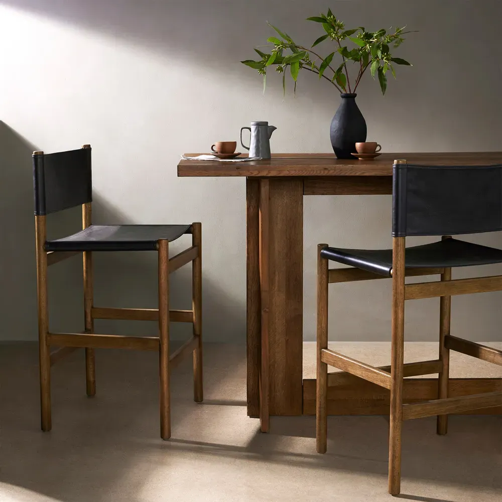 Francis Counter Stool - Black, Leather