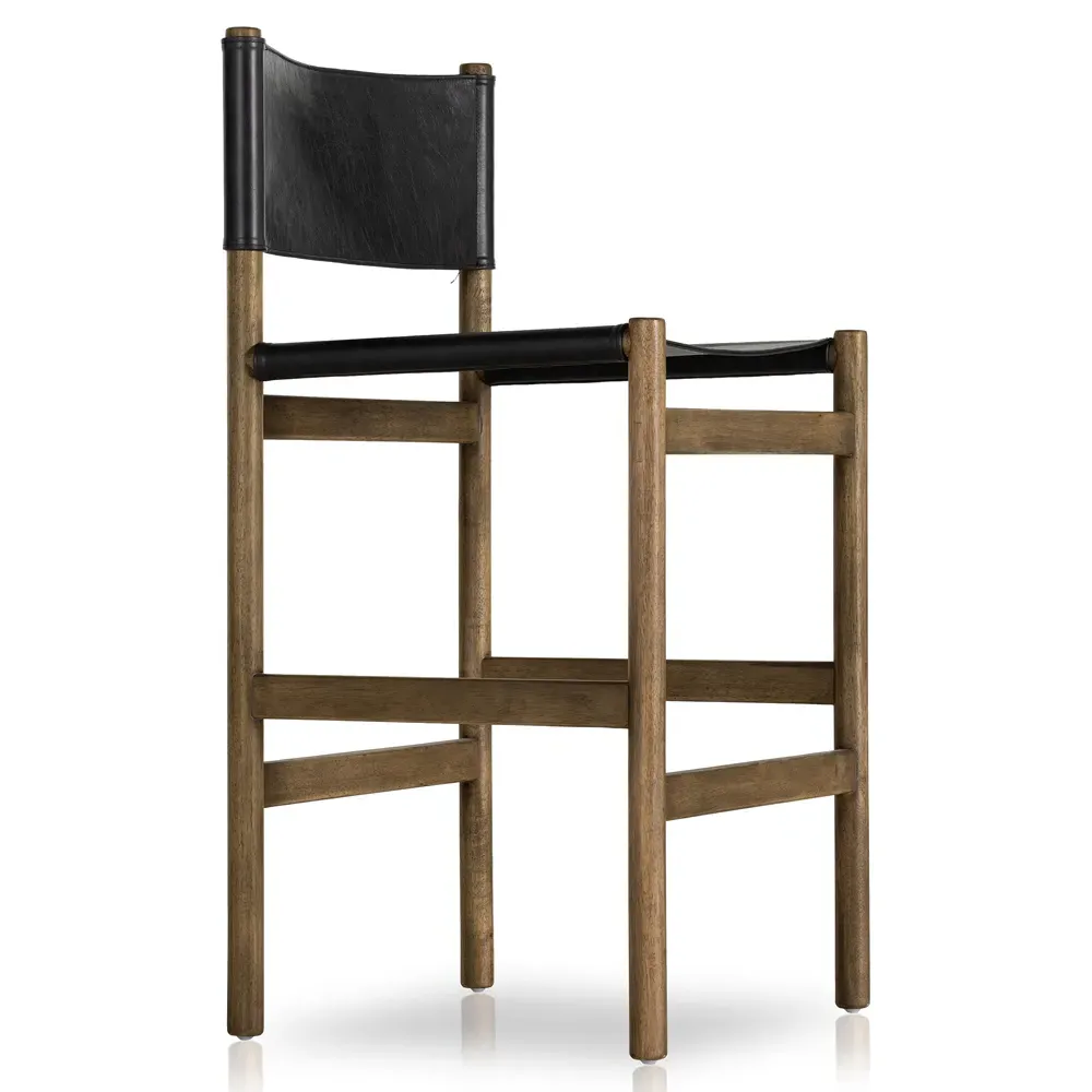 Francis Counter Stool - Black, Leather