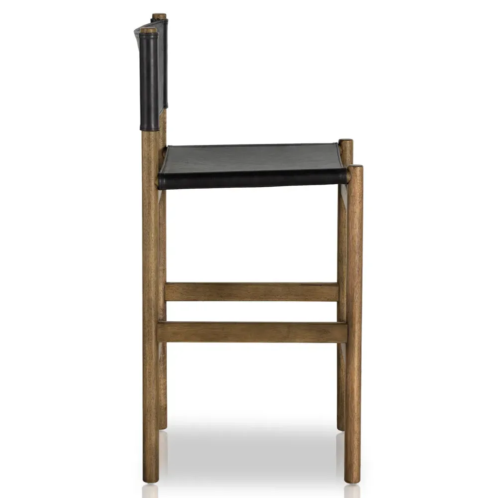 Francis Counter Stool - Black, Leather