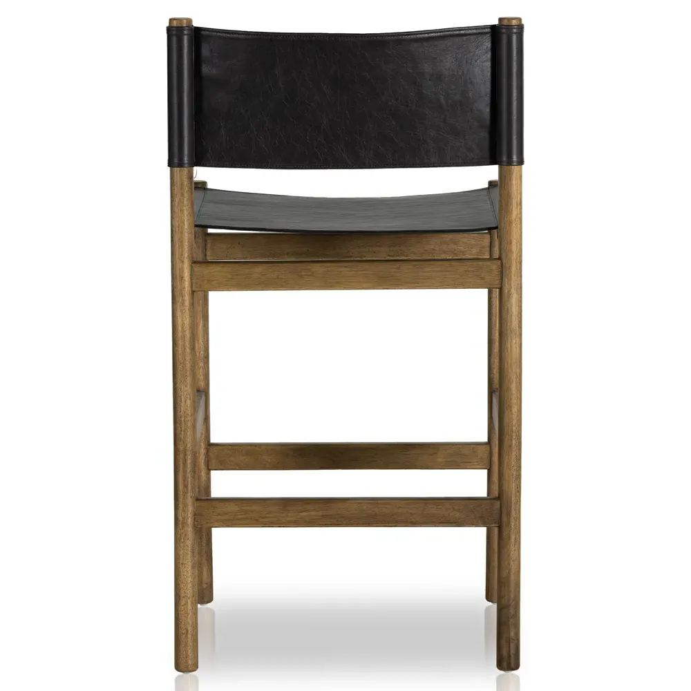 Francis Counter Stool - Black, Leather