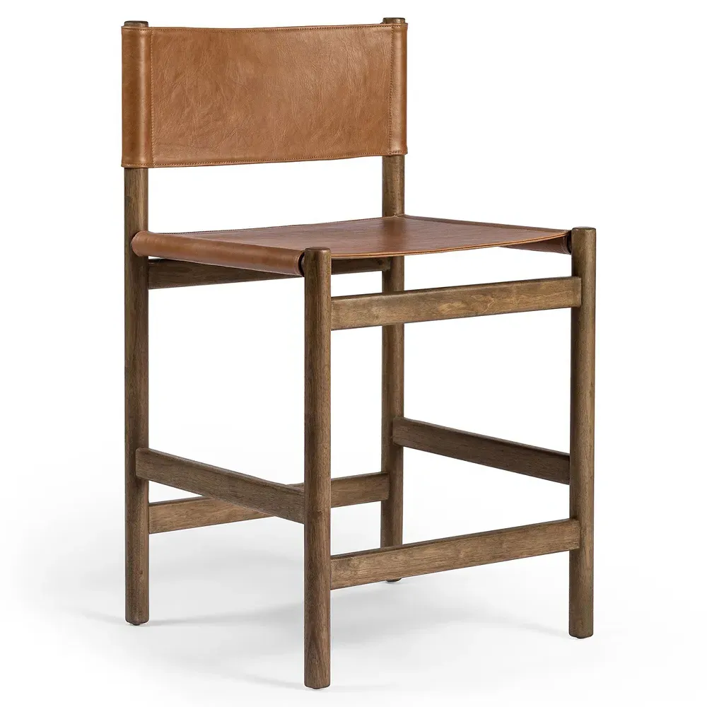 Francis Counter Stool - Brown, Leather