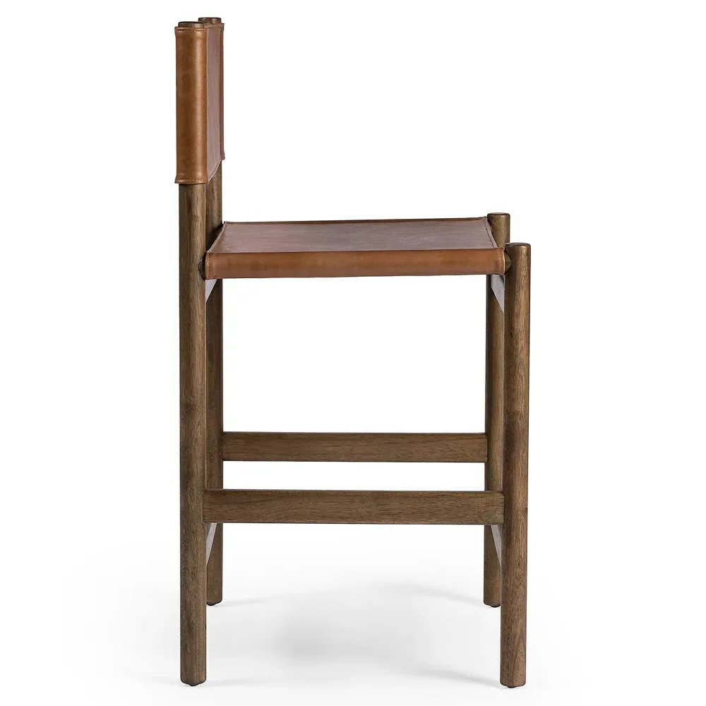 Francis Counter Stool - Brown, Leather