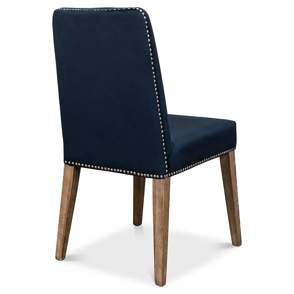 Francis Dining Chair with Nailhead Trim - Blue, Ash Wood