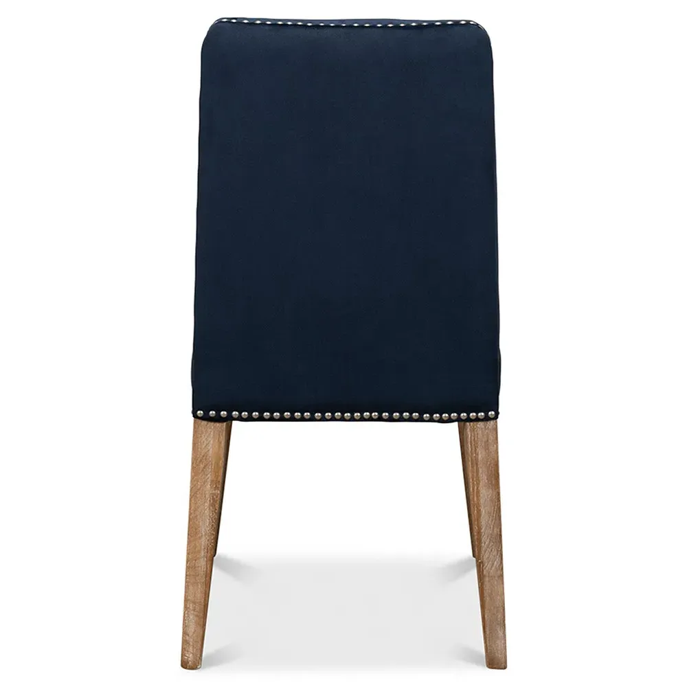 Francis Dining Chair with Nailhead Trim - Blue, Ash Wood