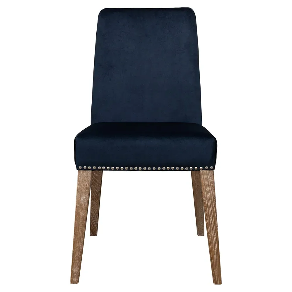 Francis Dining Chair with Nailhead Trim - Blue, Ash Wood image