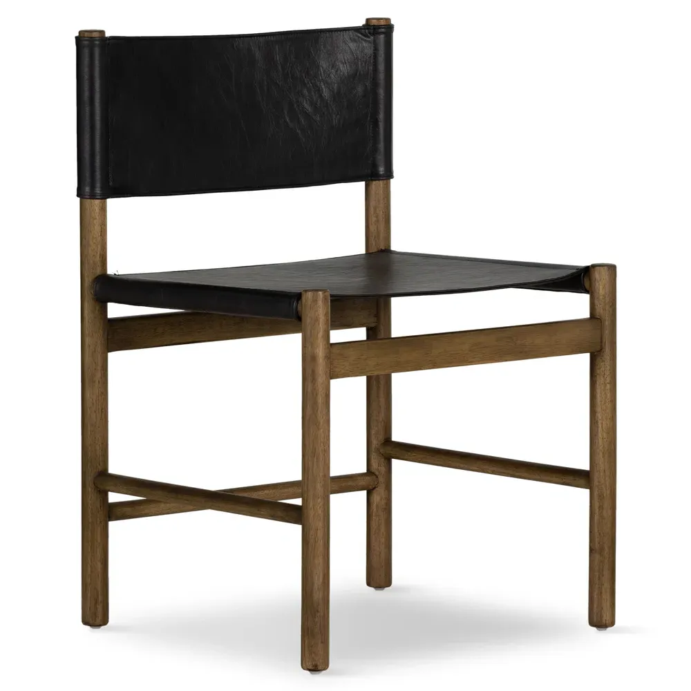 Francis Dining Side Chair - Black, Leather