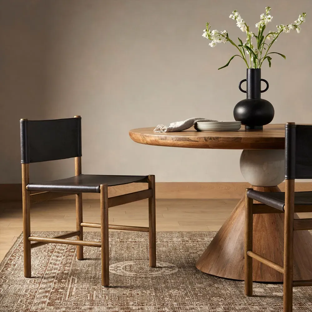 Francis Dining Side Chair - Black, Leather