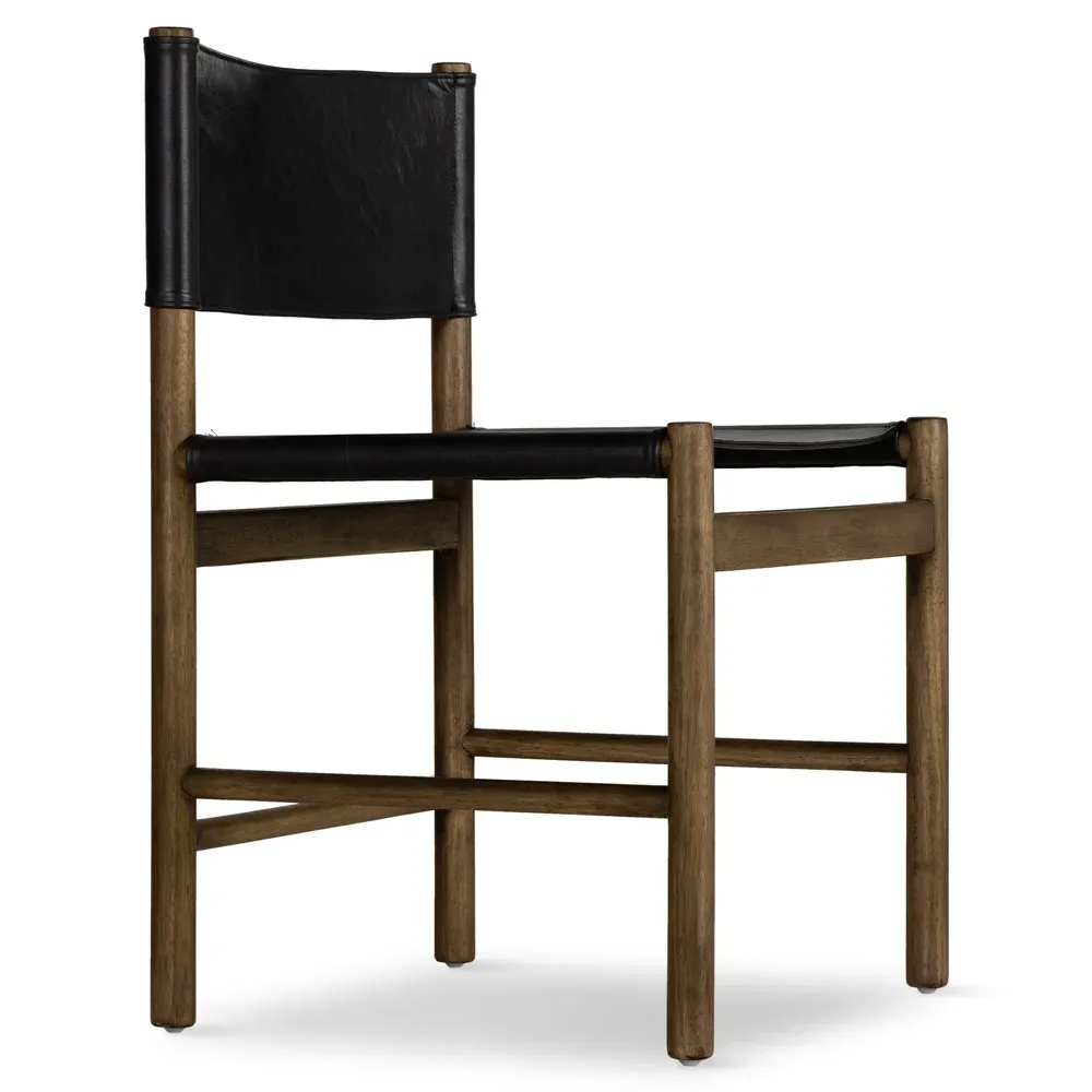 Francis Dining Side Chair - Black, Leather