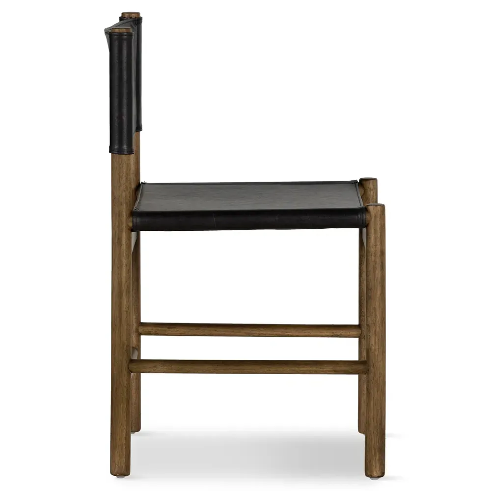 Francis Dining Side Chair - Black, Leather