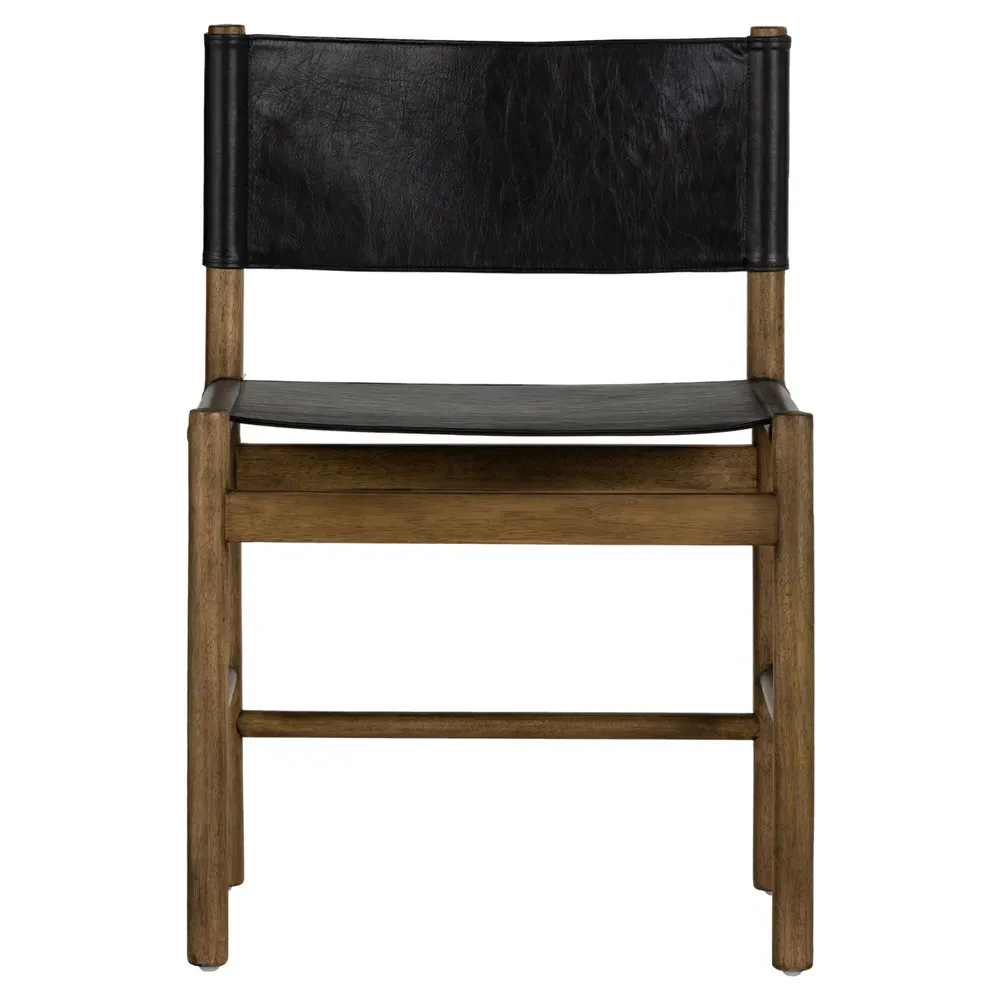 Francis Dining Side Chair - Black, Leather