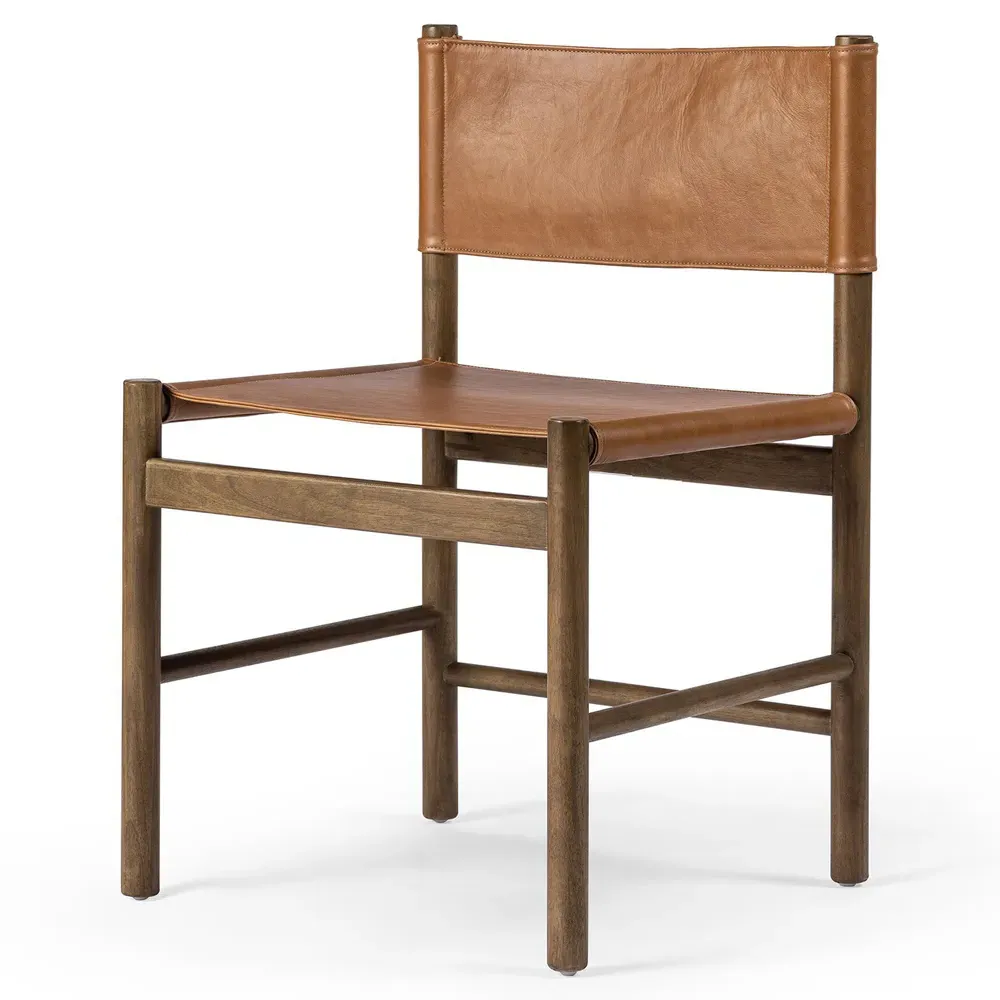 Francis Dining Side Chair - Brown, Leather