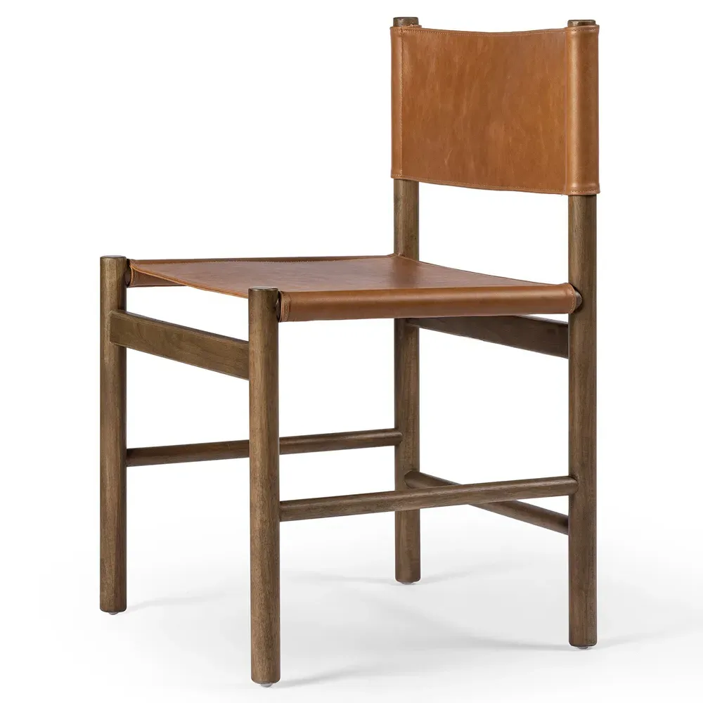 Francis Dining Side Chair - Brown, Leather