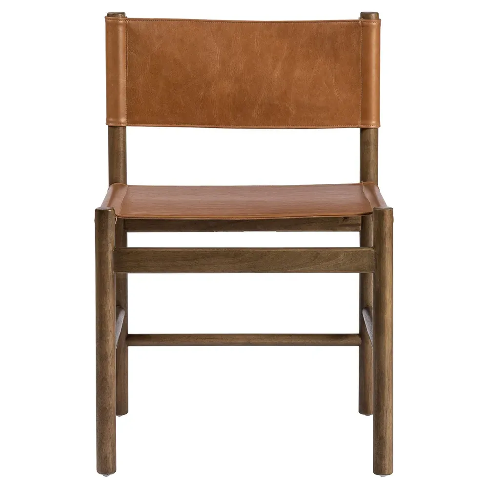 Francis Dining Side Chair - Brown, Leather
