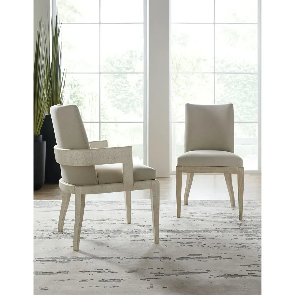 Francis Oak Wood Upholstered Dining Side Chair - Beige