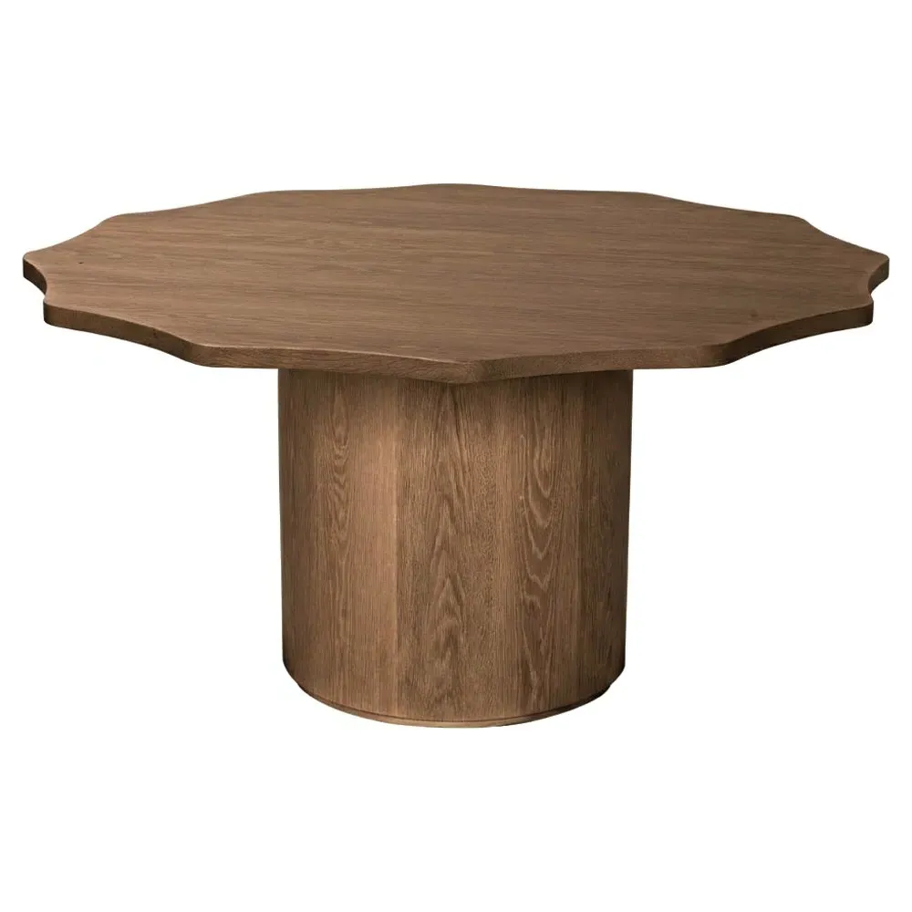 Francis Round Wavy Dining Table - Light Brown, Oak