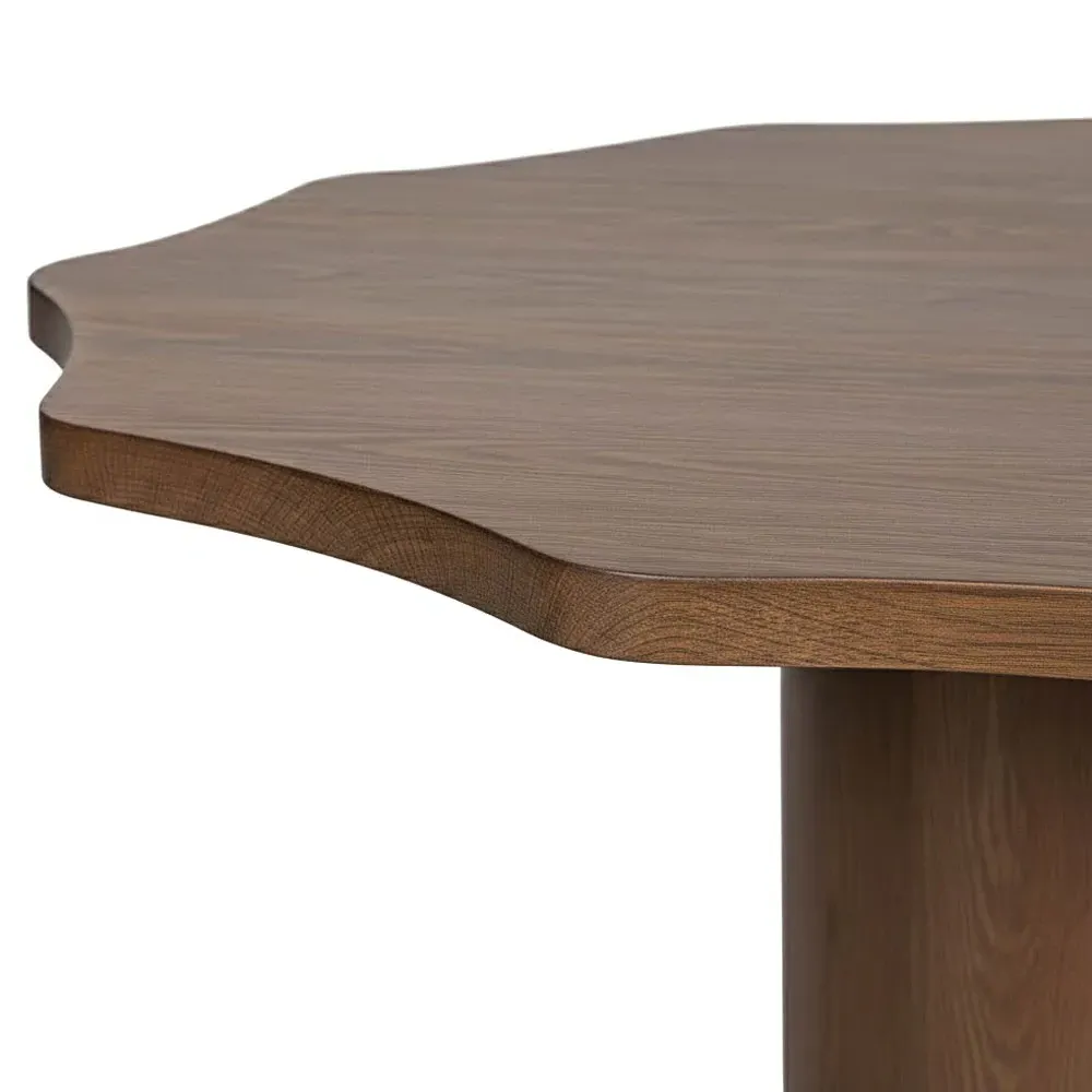 Francis Round Wavy Dining Table - Light Brown, Oak