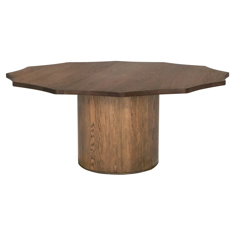 Francis Round Wavy Dining Table - Light Brown, Oak