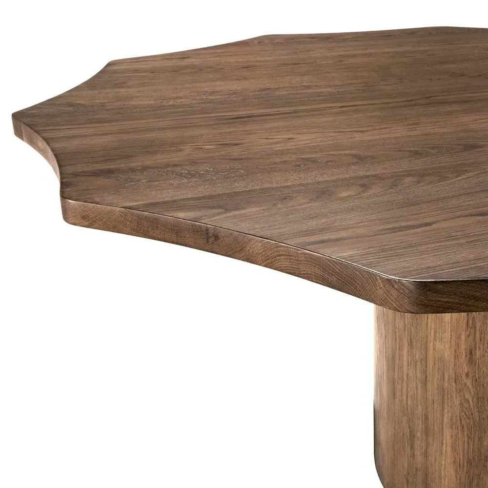 Francis Round Wavy Dining Table - Light Brown, Oak