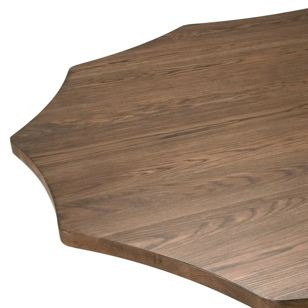 Francis Round Wavy Dining Table - Light Brown, Oak