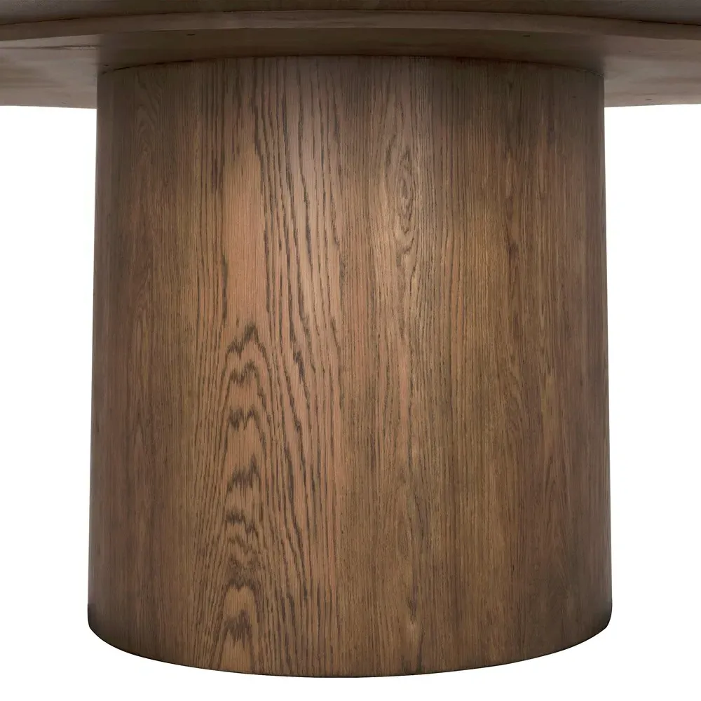 Francis Round Wavy Dining Table - Light Brown, Oak