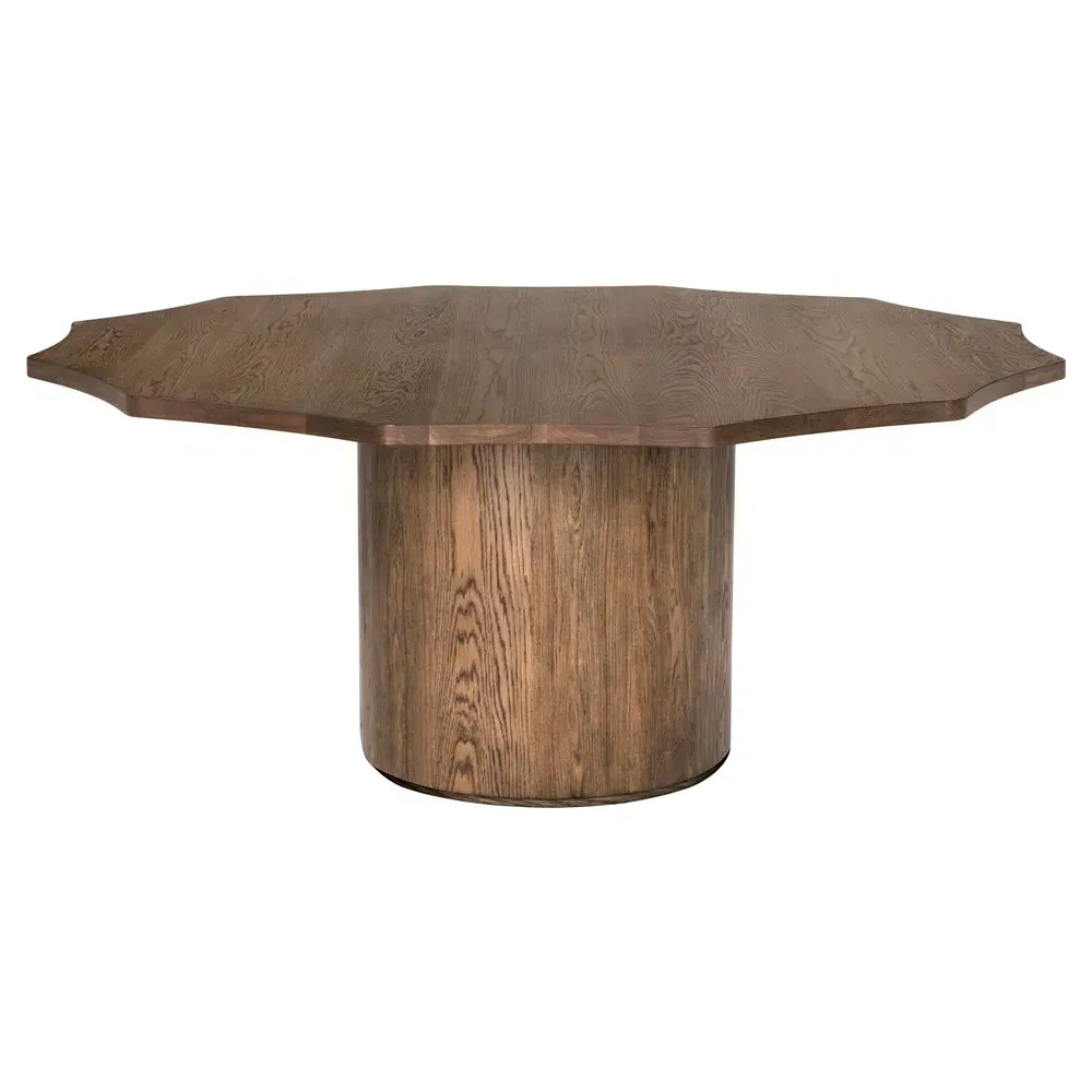 Francis Round Wavy Dining Table - Light Brown, Oak
