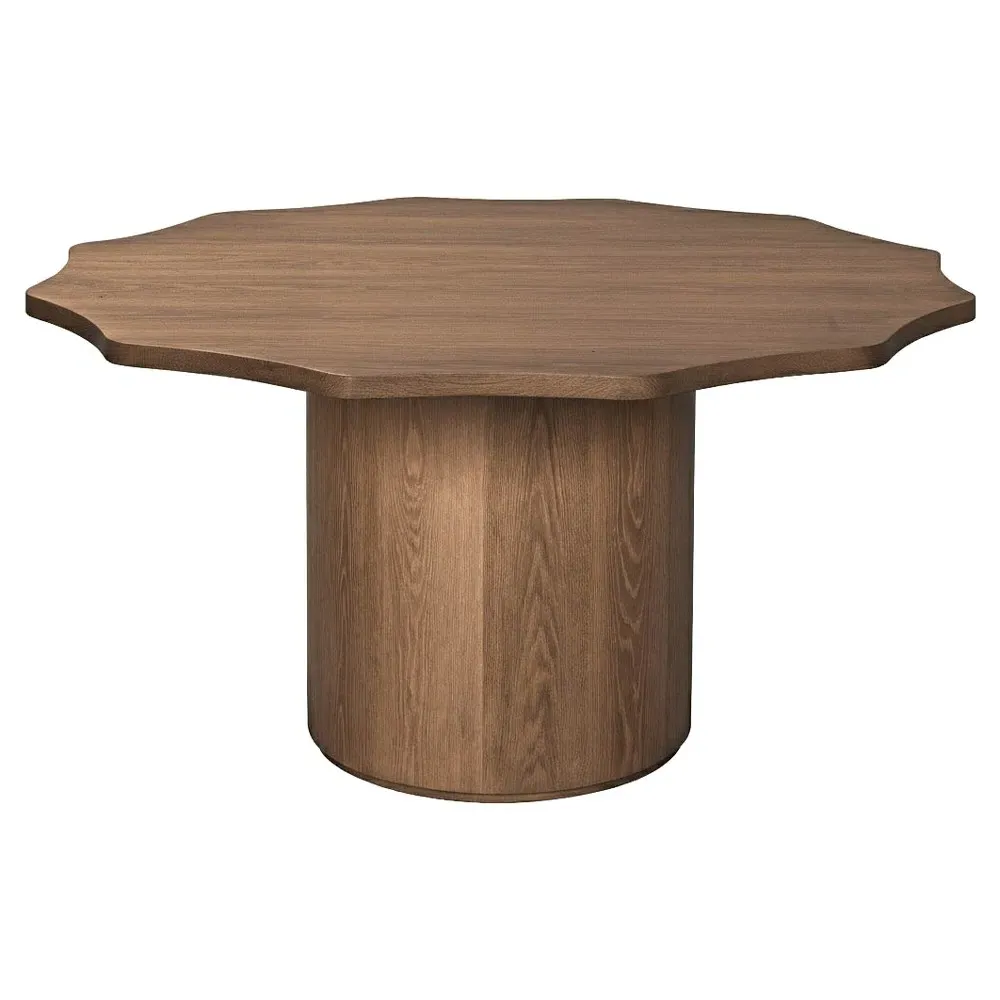Francis Round Wavy Dining Table - Light Brown, Oak image