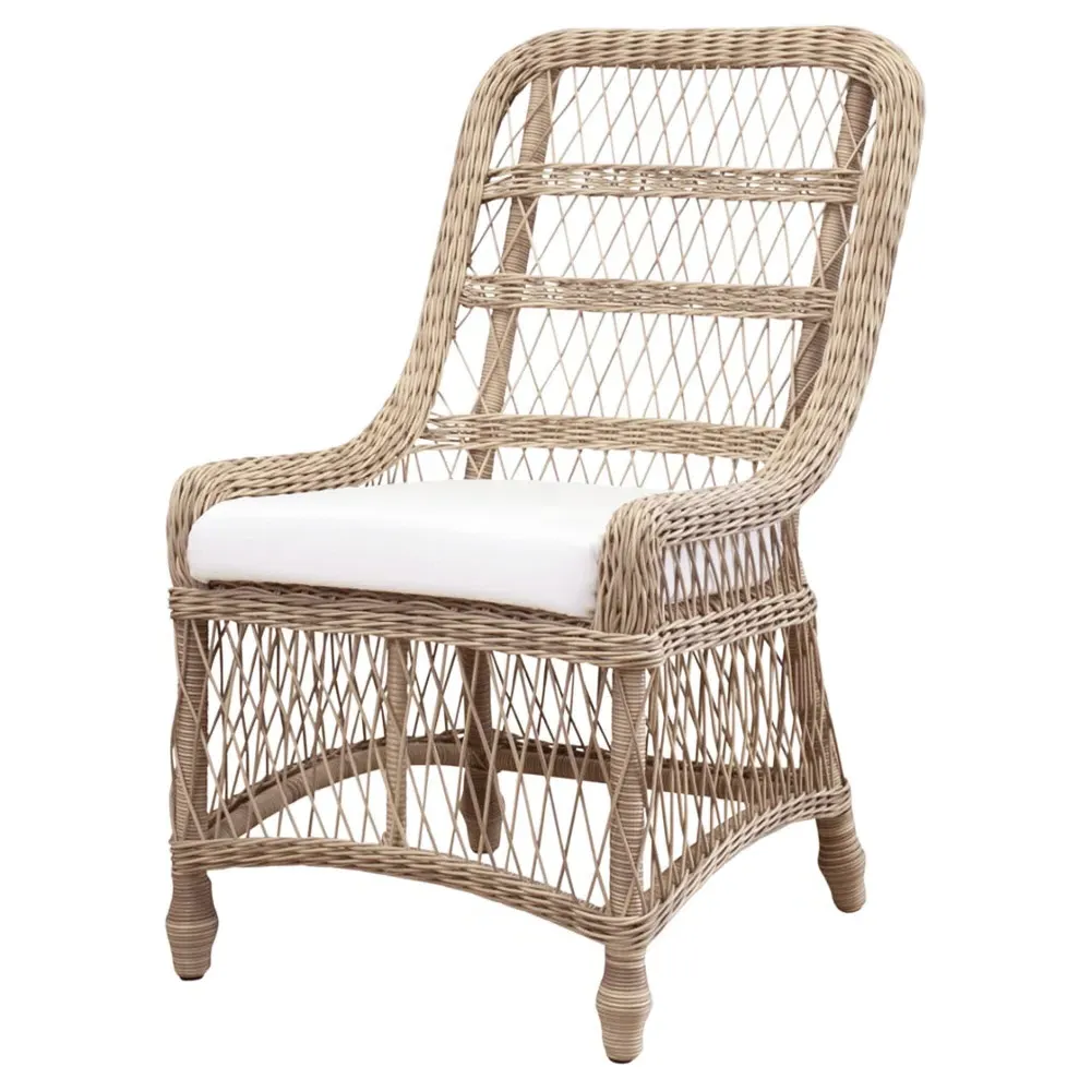 Frank Outdoor Dining Side Chair - White, Wicker image