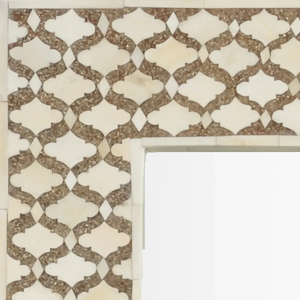 Frankie Rectangular Wall Mirror - Brown, Bone Inlay