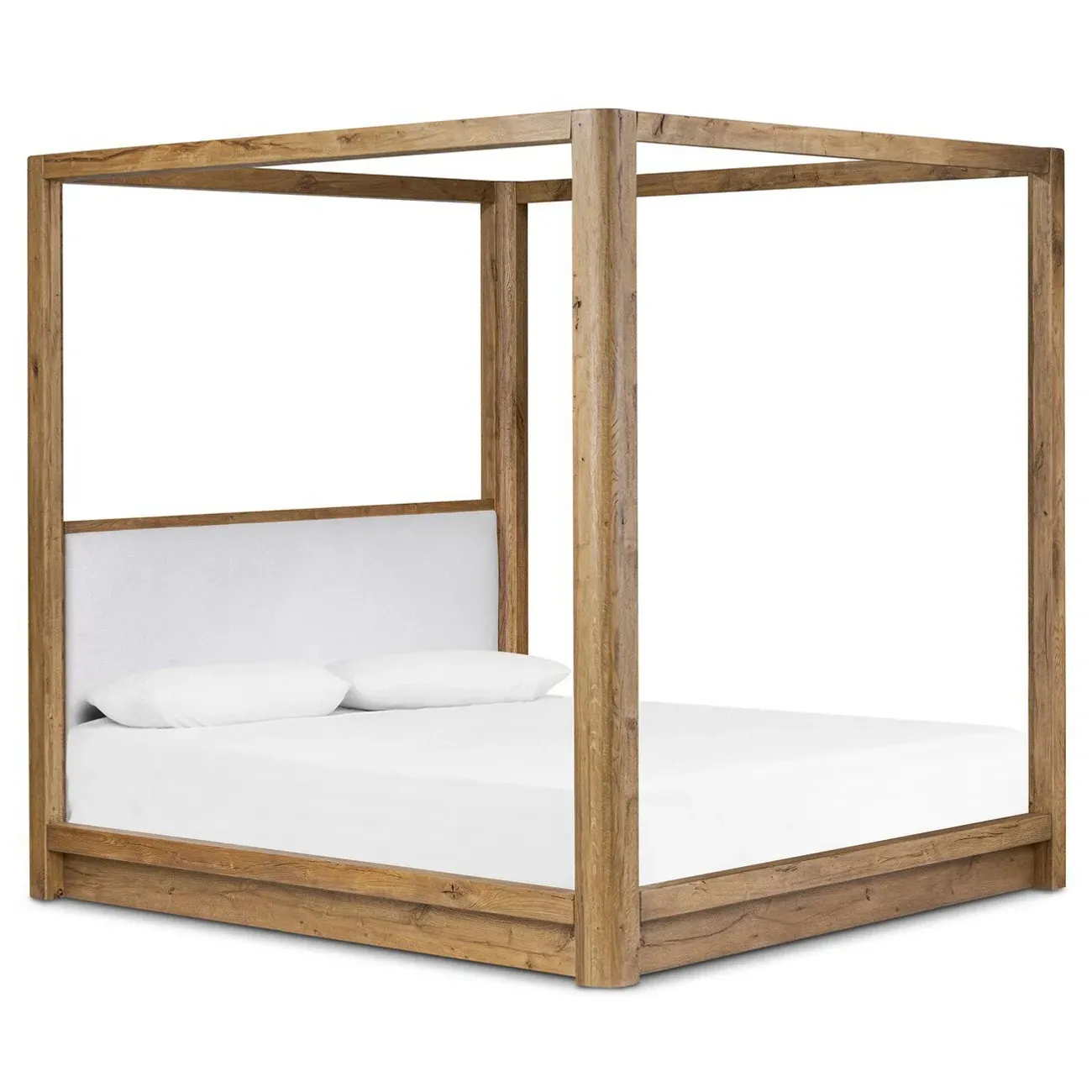 Fred King Size Canopy Bed - White, Oak