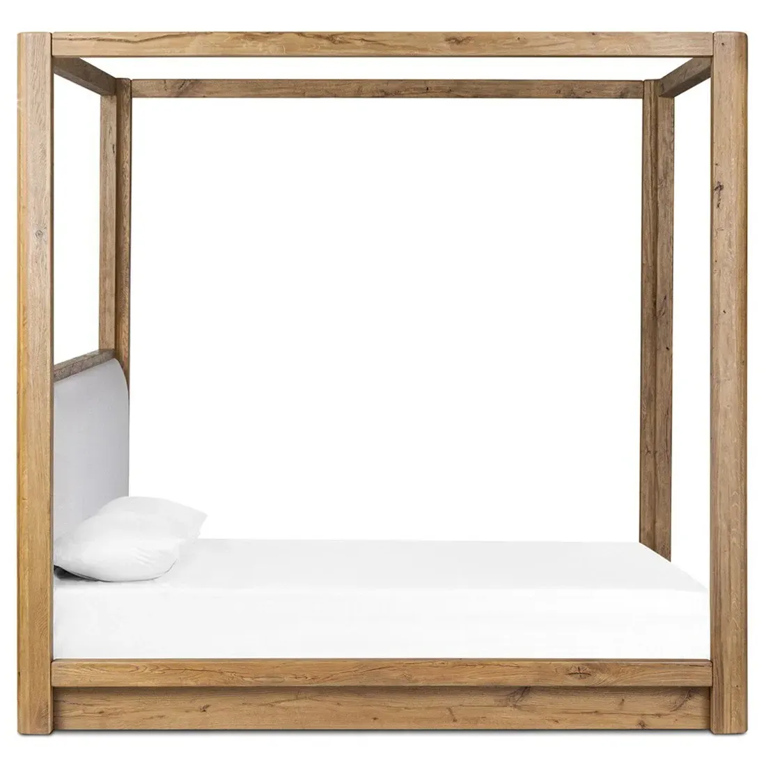 Fred King Size Canopy Bed - White, Oak